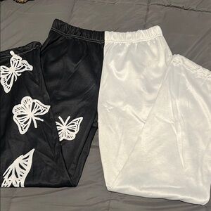 Black and White Butterfly Print Pants